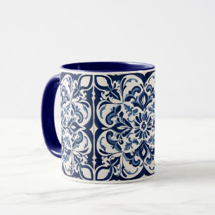 Andalusisches Mosaik , antikes Blau , weißes Desig Tasse