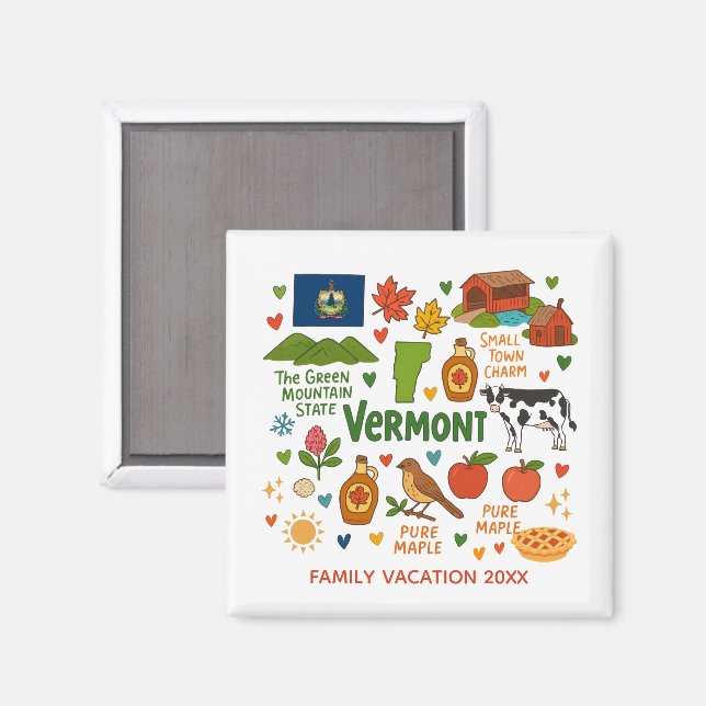 Andenken an den Familienurlaub in Vermont, individ Magnet (Vorderseite/Rückseite)