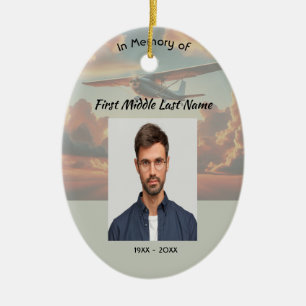 Andenken an Piloten-Flugzeug Sonnenuntergang Keramik Ornament