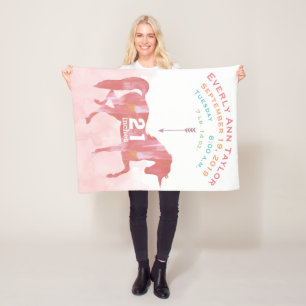Andenken Baby Mädchen Blush Koralle Geburtsstatue Fleecedecke
