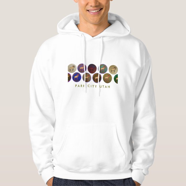 Andenken-Elch-MedaillonHoodie Park City Utah Hoodie (Vorderseite)