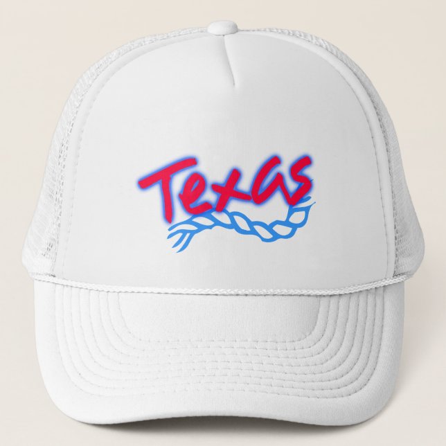 Andenken-Hut-Texaslariats-Seil-rotes Blau auf Weiß Truckerkappe (Vorderseite)