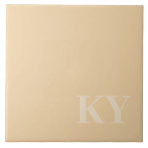 Andenken-Keramikfliese - Initialen, Beige Fliese