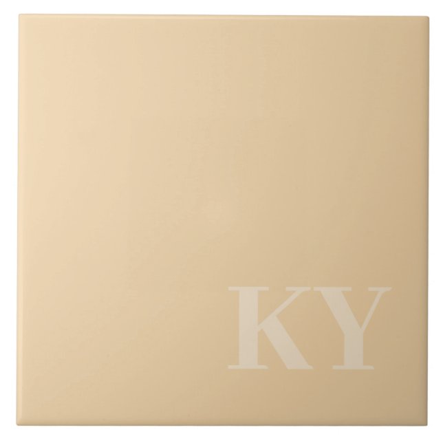 Andenken-Keramikfliese - Initialen, Beige Fliese (Vorderseite)
