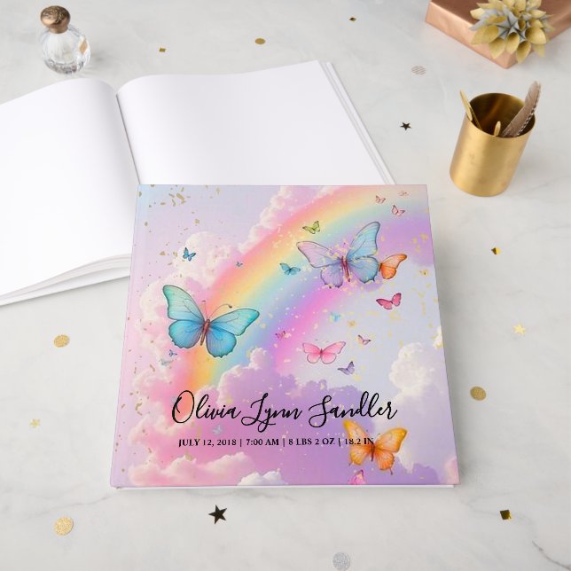 Andenken zur Pastell-Feier für Hochzeiten & Baby-S Gästebuch (Vorderseite offen)