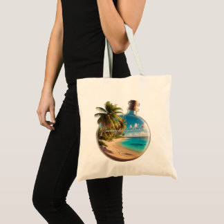 Andenkenflasche Guadeloupe: Tropischer Strand Tragetasche