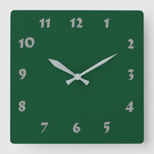 änderbare Anzahl Evergreen Green Clock Quadratische Wanduhr (Vorderseite)