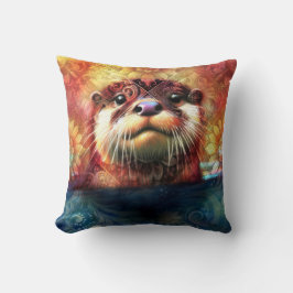 Andere Abstrakte Blütenblätter Aquamarin Orange Re Kissen