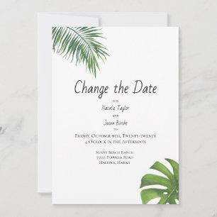 Ändere das Datum Tropisches Blatt Aquarell Save The Date