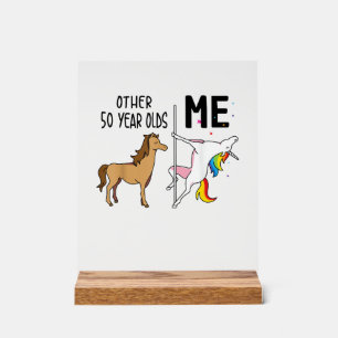 Andere Einhorn 50 Jahre alte Geburtstags- und Ich- Acrylschild