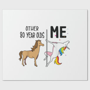 Andere Einhorn 80 Jahre alte Geburtstags- und Ich- Geschenkpapier