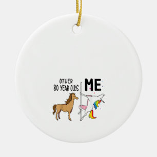 Andere Einhorn 80 Jahre alte Geburtstags- und Ich- Keramik Ornament