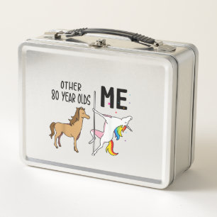 Andere Einhorn 80 Jahre alte Geburtstags- und Ich- Metall Brotdose