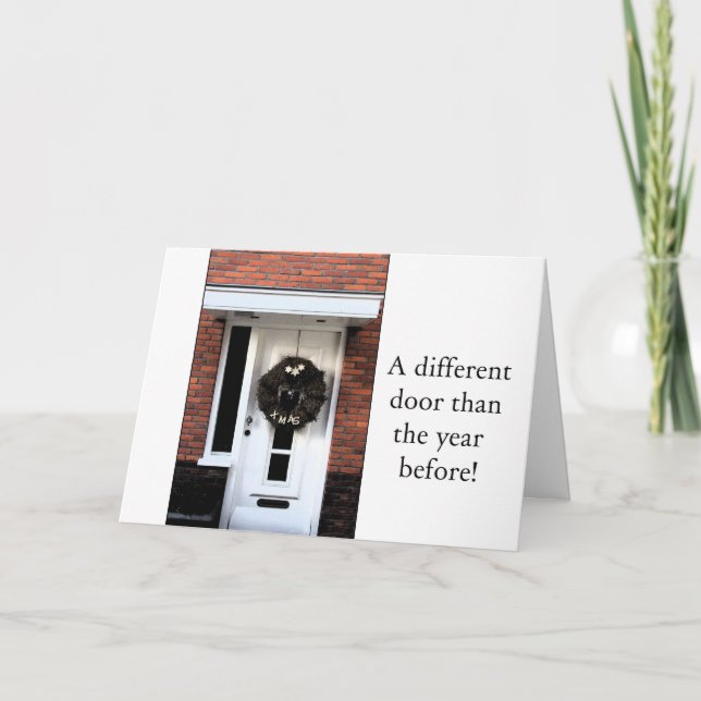 Andere Tür - Weihnachtskranz neue Adresskarte Feiertagskarte (Vorderseite)