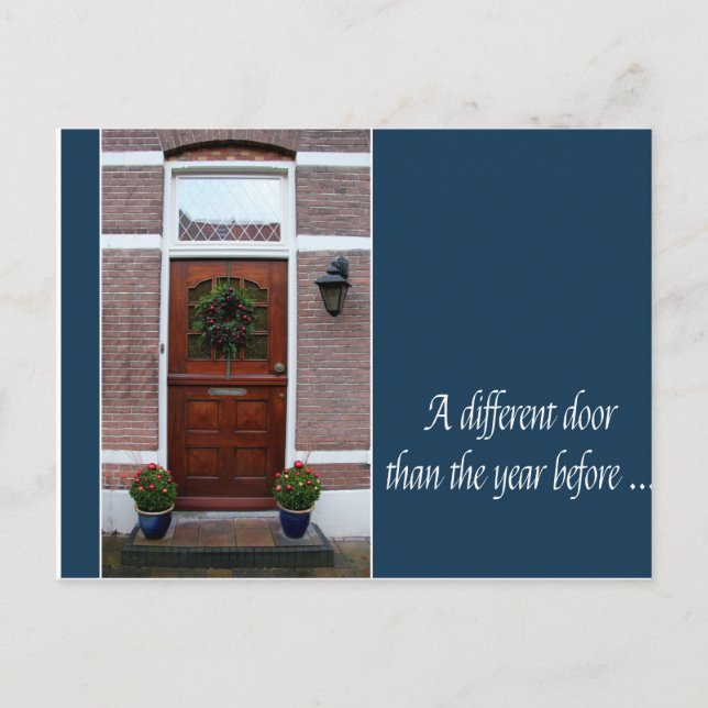 Andere Tür - Weihnachtskranz neue Adresskarte Postkarte (Vorderseite)