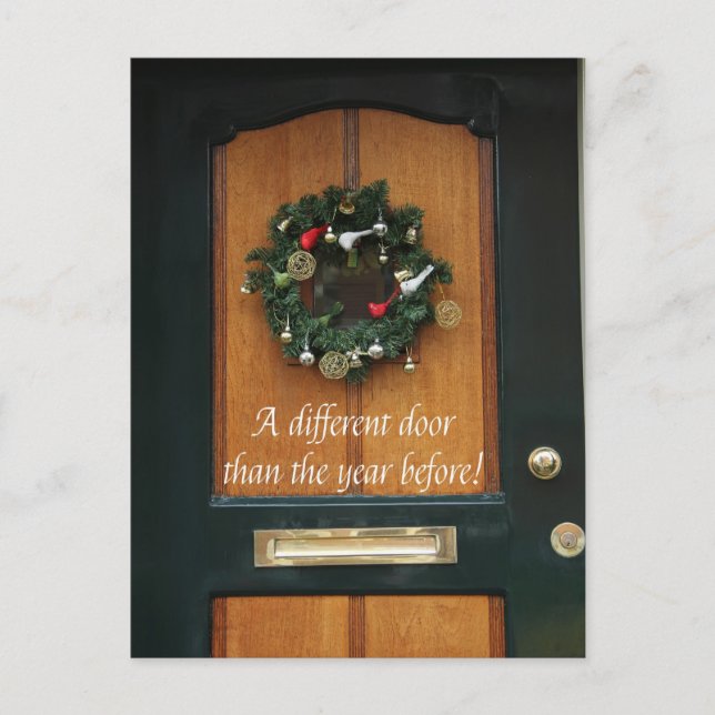 Andere Tür - Weihnachtskranz neue Adresskarte Postkarte (Vorderseite)