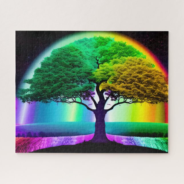 Andere Welt farbenfroher, magniesiger Baum des Leb Puzzle (Horizontal)