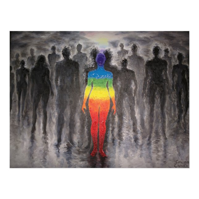 Anderer Regenbogen oder Regenbogen in einer schwar Fotodruck (Vorne)