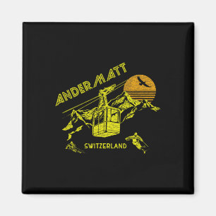Andermatt Schweiz Retro Skiing T-Shirt Magnet