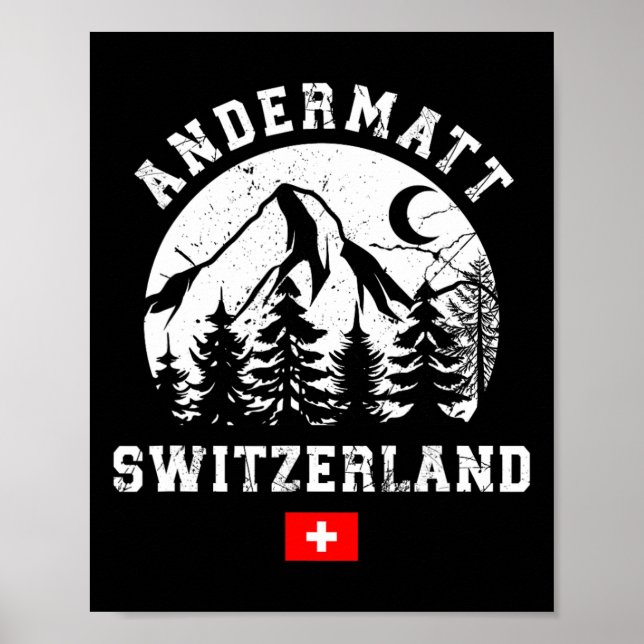 Andermatt Schweiz Skigebiet Alpen Skipass Poster (Vorne)