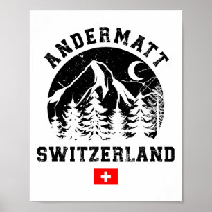 Andermatt Schweiz Skigebiet Alpen Skipass Poster