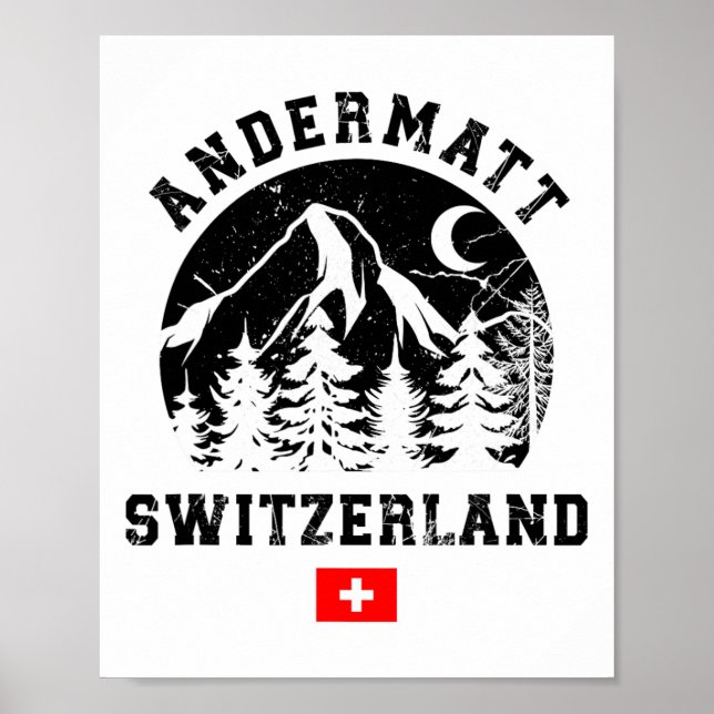 Andermatt Schweiz Skigebiet Alpen Skipass Poster (Vorne)