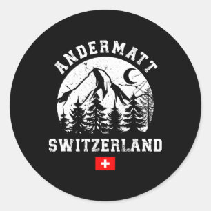 Andermatt Schweiz Skigebiet Alpen Skipass Runder Aufkleber