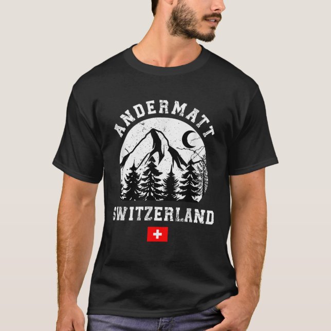 Andermatt Schweiz Skigebiet Alpen Skipass T-Shirt (Vorderseite)