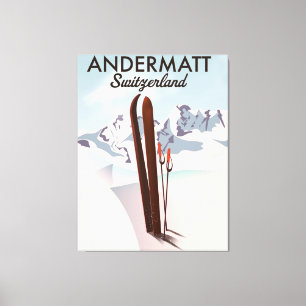 Andermatt Schweiz Skiposter Reise Druck. Leinwanddruck
