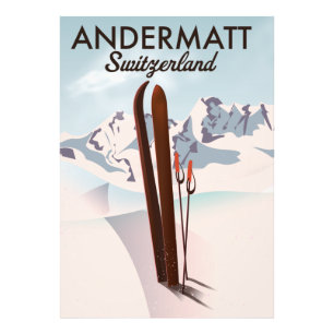 Andermatt Schweiz Skiposter Reiseprint. Fotodruck