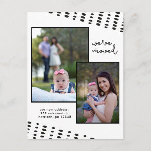 Ändern der Adresse Doppelte Foto Schwarz und Weiß Ankündigungspostkarte