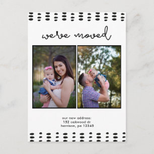 Ändern der Adresse Doppelte Foto Schwarz und Weiß Ankündigungspostkarte