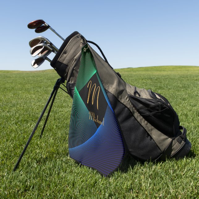 Ändern des anfänglichen geometrischen grünen blaue golfhandtuch (Gras)