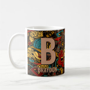 Ändern des Anfangsnamens A B C D E F G Graffiti Kaffeetasse