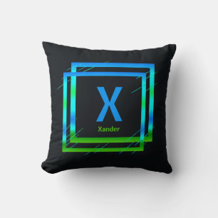 Ändern des Anfangsnamens Blue Green Squares X Y Z  Kissen