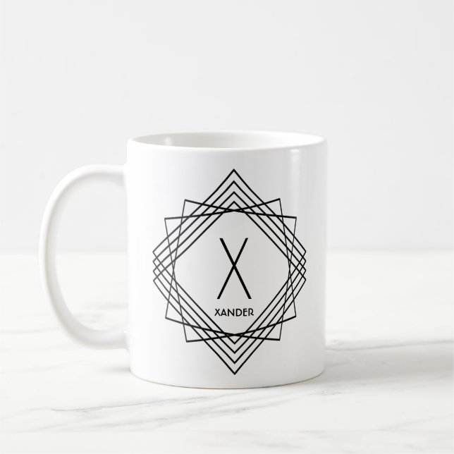 Ändern des Anfangsnamens Classic Geometric X Y Z Kaffeetasse (Links)