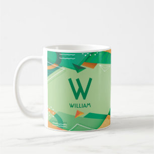 Ändern des Anfangsnamens Geometric Green V W X Y Z Kaffeetasse