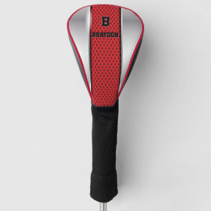 Ändern des Anfangsnamens Silver Gray Red Texture Golf Headcover