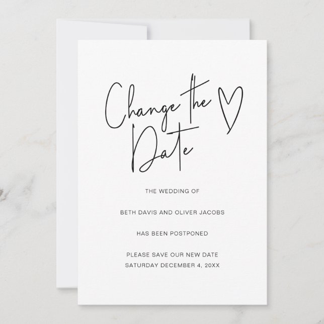 Ändern des Datums Änderung der Pläne Einfache Einl Save The Date (Vorderseite)