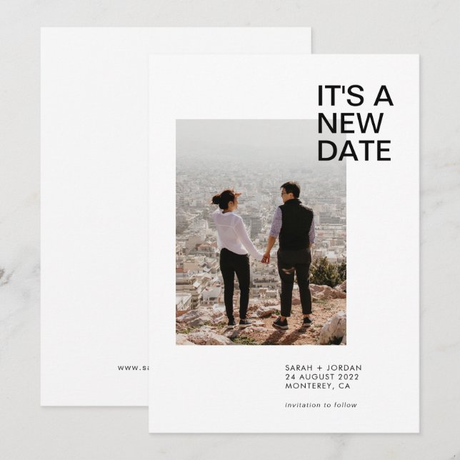 Ändern des Datums Moderne einfache Typografie Einladung (Vorne/Hinten)