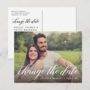Ändern des Datums Moderne Kalligrafie Hochzeitssze Ankündigungspostkarte