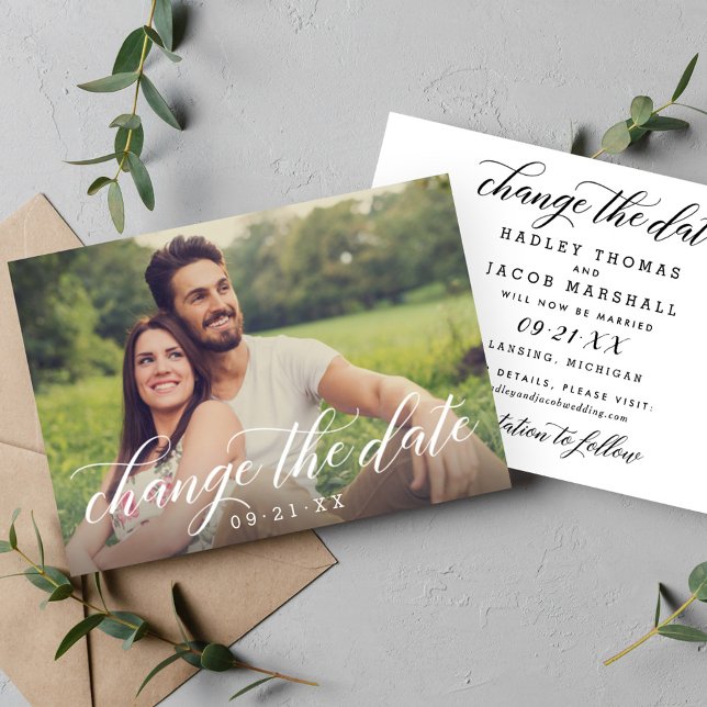 Ändern des Datums Moderne Kalligrafie Hochzeitssze Save The Date (Von Creator hochgeladen)