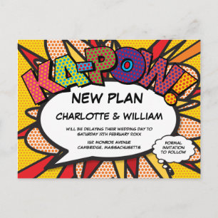 Ändern des Datums Moderner Comic Buchspass Postkarte