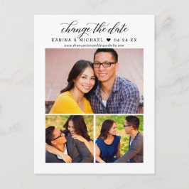 Ändern des Datums Modernes Schwarzes Skript-FotoCo Ankündigungspostkarte