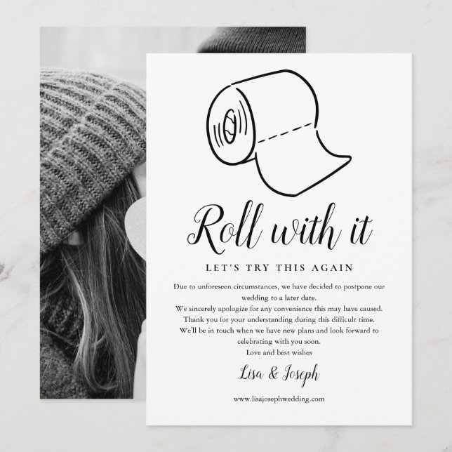 Ändern des Datums Zurückgestellt Storniertes Foto Einladung (Vorne/Hinten)