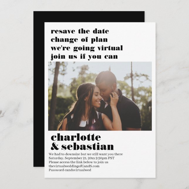 Ändern des Plans Virtual Wedding Save the Date Fot (Vorne/Hinten)