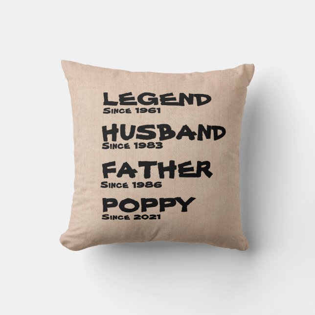 Ändern eines Namensdatums Legend Husband Pater Gra Kissen (Vorderseite)