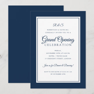 ÄNDERN FARBE Formal Corporate Grand Opening Navy  Einladung