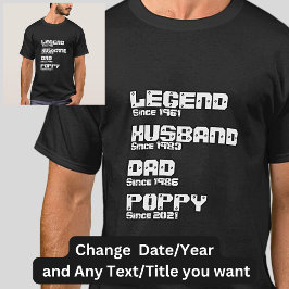 Ändern JEDER Name Datum Jahr Legende Husband Vater T-Shirt