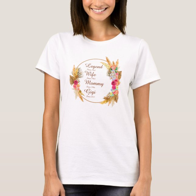 Ändern JEDER Name Datum Legende Ehefrau Mommy Gigi T-Shirt (Vorderseite)